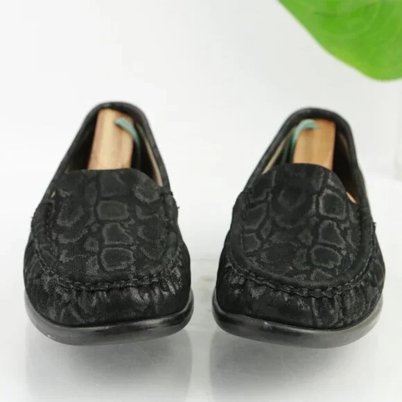 SAS Womens Simplify Loafers Size 8.5 M Black Leather Python Diabetic Flat Shoes - Picture 2 of 12